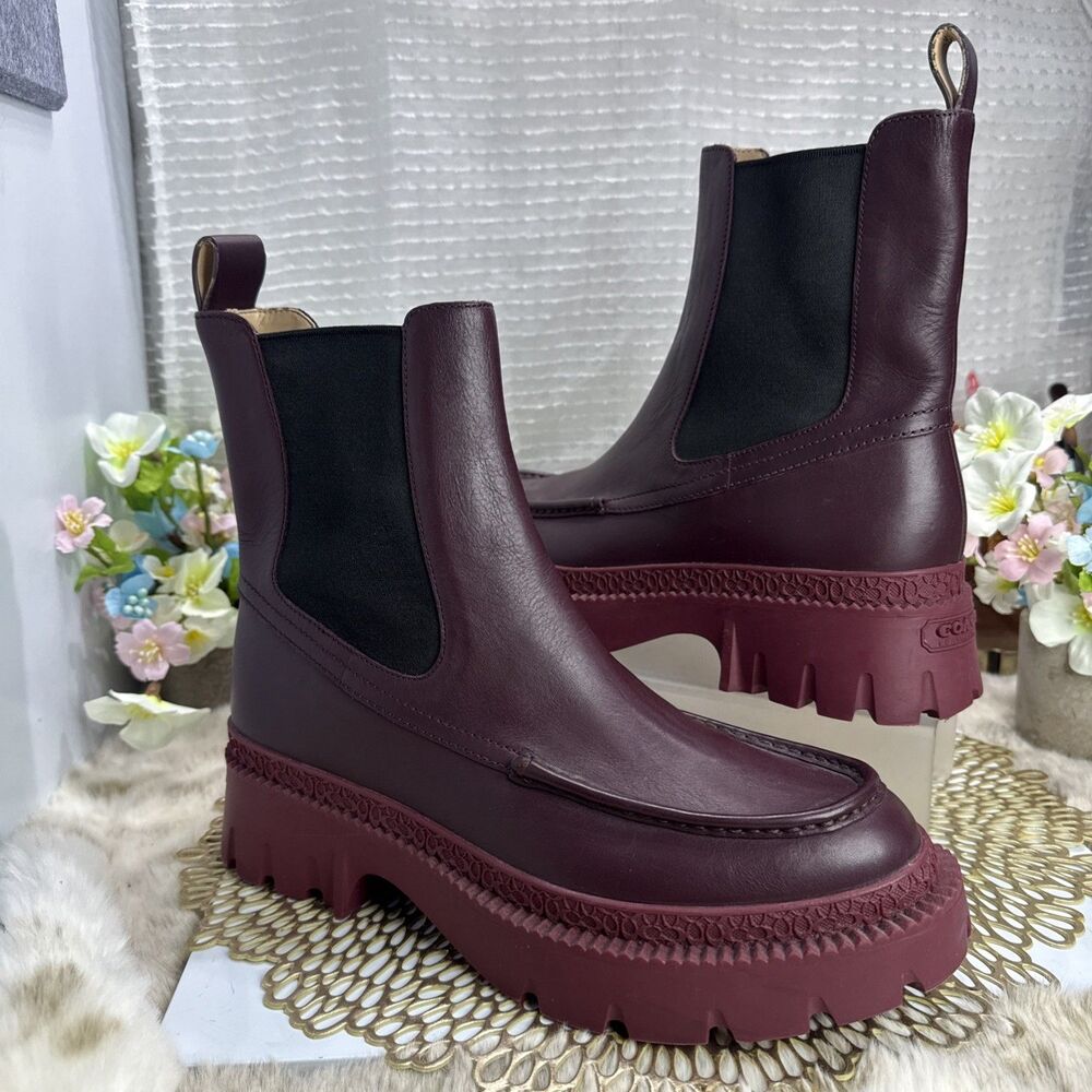 (F2)Coach Joey Bootie Leather Women’s DARK CRANBERRY,Size 9.5 B/40 MSRP: $275.00 - Picture 3 of 16